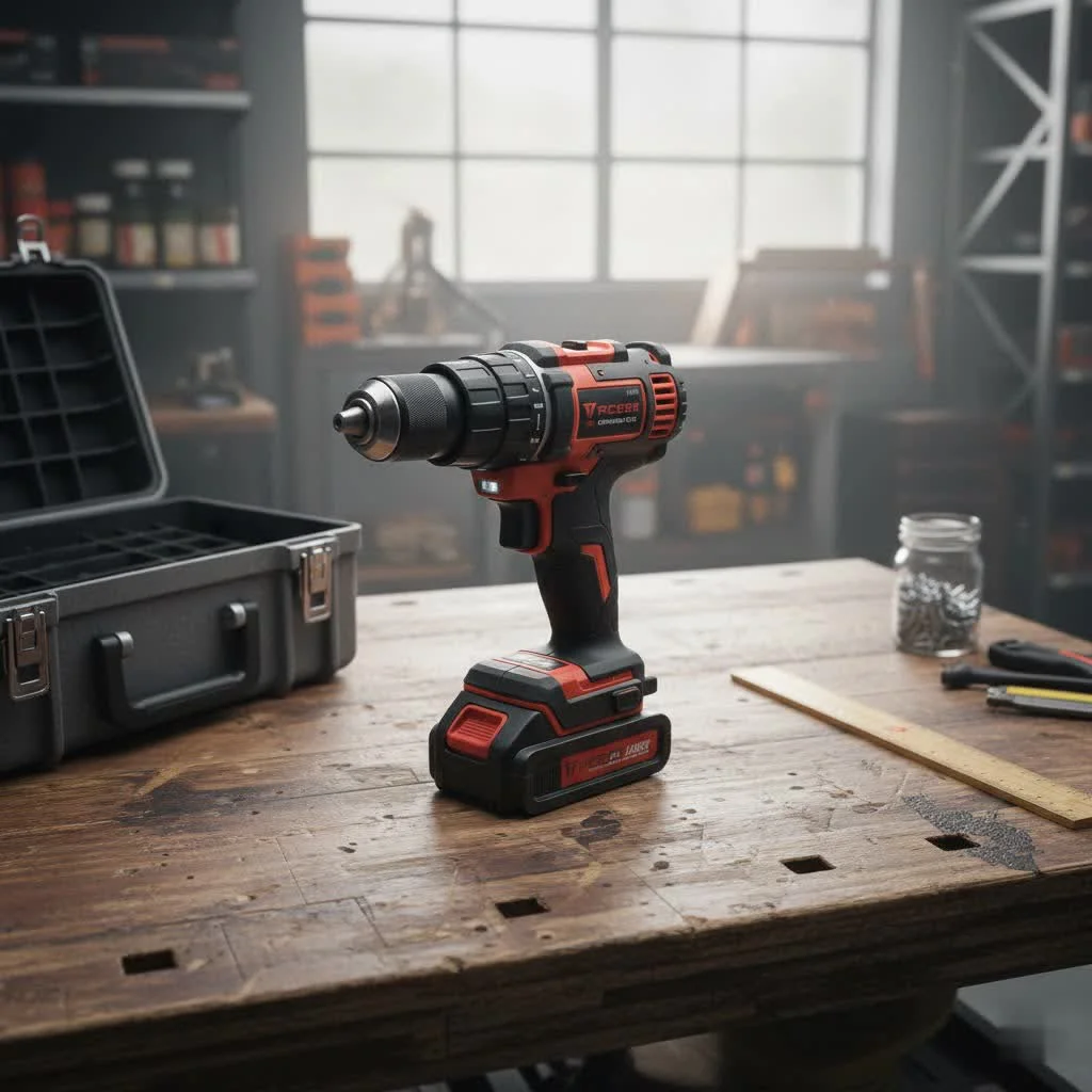 Electric drill with various drill bits and accessories